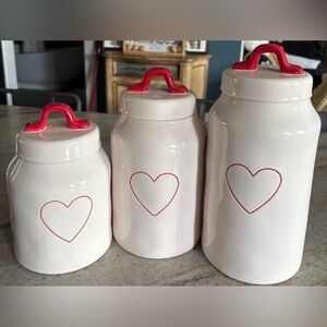 Rae Dunn Heart Design Ceramic Canister Set